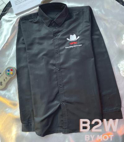 B2W เสื้อเชิ๊ตแขนยาว ปักกระต่าย สีดำ/38 ยาว 27