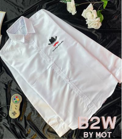 B2W เสื้อเชิ๊ตแขนยาว ปักกระต่าย สีขาว /42 ยาว 27